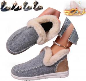 Женские зимние тапочки HUIQINGLI с плюшевой подкладкой, удобные ортопедические обувь с поддержкой свода стопы, с вышивкой и аппликацией, теплые сапожки для снега без застежки No Brand, Grey 12