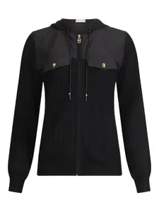 Свитер с капюшоном косовой вязки LIU JO, черный