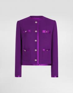 Укороченный однобортный жакет из шерстяного крепа Dolce & Gabbana, фиолетовый