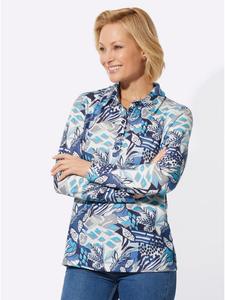 Рубашка-поло в джинсовой ткани синего цвета с принтом экрю WITT WEIDEN