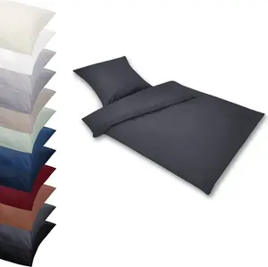 Комплект постельного белья PREMIUM 200x220-2x80x80 см из микрофибры, наволочка, пододеяльник, цвет: антрацитово-серый Posteli