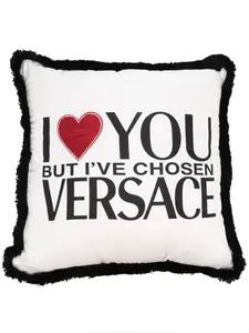 Подушка с принтом I Love You But VERSACE, белый