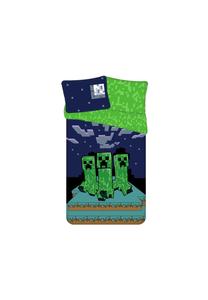 Детское постельное бельё Minecraft – набор из хлопка 140x200 см и 70x50 см Cofi, разноцветное 200x140 + 50x70 см