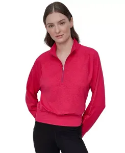 Женский полузастегивающийся топ с регланными рукавами и эффектом space-dyed DKNY, красный