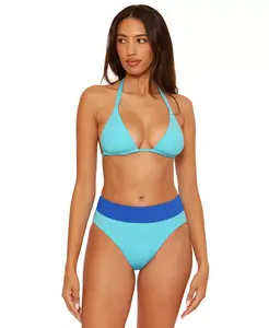 Женский двусторонний бикини-топ с треугольными чашечками и двусторонние бикини-трусики с высокой талией с цветовым кодом Becca, синий