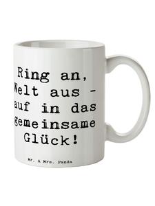 Белая кружка для помолвки, счастья и удачи с поговоркой Mr. & Mrs. Panda