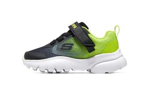 Дышащие и легкие низкие детские туфли черно-зеленые Skechers для малышей