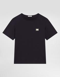 Футболка из джерси с логотипом на пластине DOLCE & GABBANA, синий