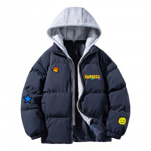 Пуховик Unisex Hooded Thickened Mock Two Piece HUANQIU, темно-синий