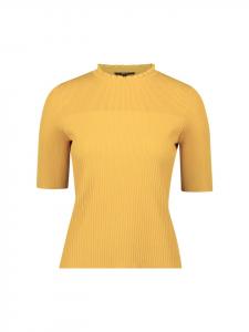 Тонкий трикотажный свитер с короткими рукавами и оборками в цвете Oil Yellow Zero