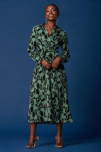 Платье-рубашка макси с запахом Jolie Moi, зеленый