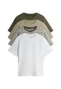Комплект из 4 футболок с коротким рукавом, стандартного кроя. The Set, White Stripe Khaki Light Khaki