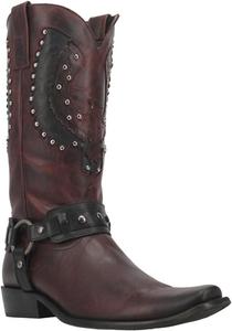 Мужские повседневные сапоги Dingo War Eagle с заклепками, с квадратным носком, средней длины, черные