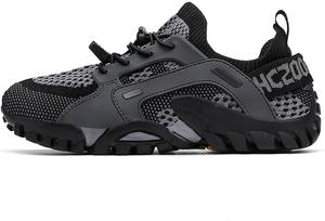 Мужские водные кроссовки для походов большого размера, трейловые кроссовки, легкие, быстро сохнущие, с противоскользящей подошвой для рыбалки, треккинга и прогулок по рекам Qacksv, серый