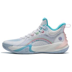 QIAODAN Баскетбольные кроссовки с высоким берцем и амортизацией, мужские, белые, синие, розовые