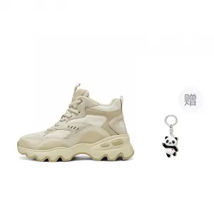 Современные удобные высокие кроссовки Casual женские Skechers, бежевый