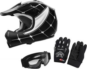 Шлем мотокроссовый детский SLMOTO Spider, черный