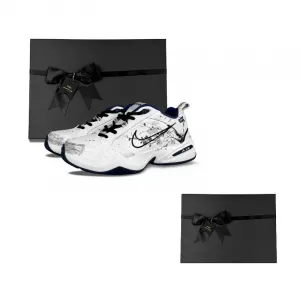 Nike Мужские и женские массивные кроссовки Air Monarch 4 Low-Top черно-белые