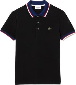 Мужская поло-рубашка Lacoste (Lacoste) из трикотажа пике с цветной окантовкой, черный
