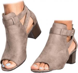 Женские ботильоны SACFOF с низким каблуком, летние туфли с открытым носком и ремешком на щиколотке, модные сандалии на платформе из замши с вырезами, Grey