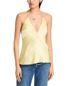 Облегающий топ-бюстье V-образного выреза Plunge V Slim Fit Cami Halter Top Bardot, желтый