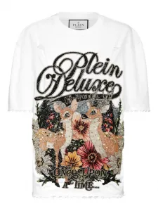 Футболка с пайетками и эффектом потертости Philipp Plein, белый