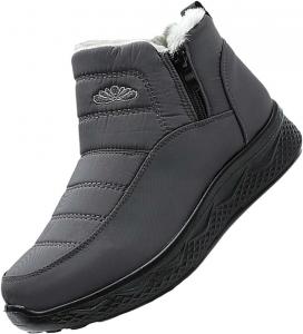 Женские и мужские зимние ботинки на молнии до щиколотки с утеплителем и меховой подкладкой, водонепроницаемые, теплые, удобные для ношения на улице Generic, серый