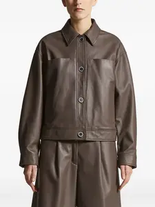 Кожаная куртка на пуговицах Peserico, коричневый