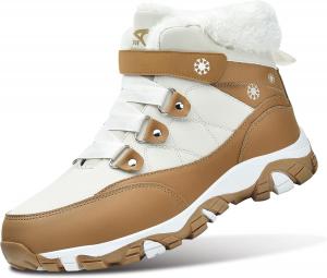 Женские зимние ботинки ASHION с утепленной меховой подкладкой, теплые, удобные ботильоны для зимы, походные ботинки для женщин, Brown White