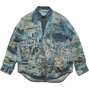 Рубашка Logo Detailed Button Up Shirt Acne Studios, синий