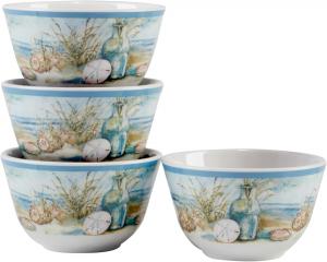 Certified International набор из 4 мисок Coastal Landscape, диаметр 10 см, для повседневного использования, кухонные аксессуары, праздничное оформление, мультиколор