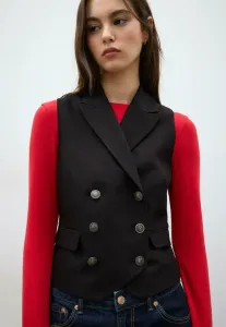 Двубортный жилет Stradivarius, Black