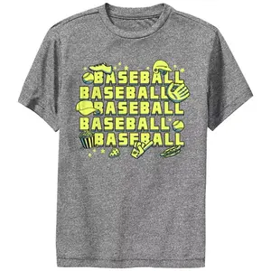 Футболка с графическим принтом бейсбольных элементов для мальчиков Licensed Character, серый