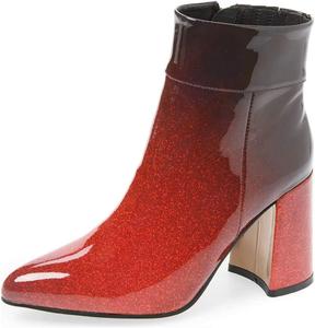 Женские ботильоны FSJ с остроконечным носком на высоком каблуке, глянцевая лакированная кожа, для вечеринок, размеры 4-15 США, Red Black