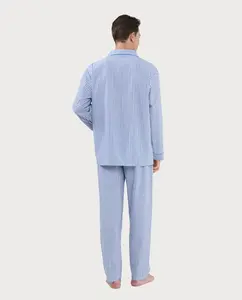 Мужские длинные пижамы синего цвета El Búho Nocturno