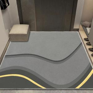 Budis Коврик 60х90 см впитывающий нескользящий для прихожей, коридора, лестницы, ванной, серо-золотые полосы