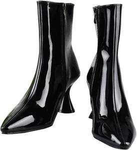 Классические женские элегантные универсальные короткие ботильоны с низким каблуком-шпилькой и заостренным носком Agoky, Black