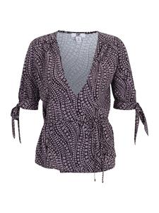 Блуза Dorothy Perkins TALL MONO PRINT WRAP TOP, черный