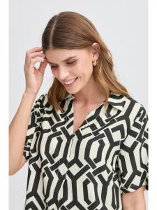 Блузка с короткими рукавами FRARIANA, классический крой, цвет: белый, черный. Fransa