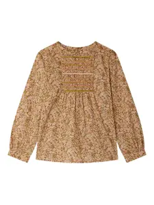 Блузка с цветочным принтом и сборками Bonpoint, нейтральный