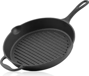 Сковорода 29 см с ручкой и двумя носиками - ребристая сковорода-гриль для духовки Markenlos