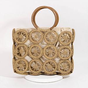 Женская пляжная сумка Freia Boho Circle Summer в бежевом цвете FAME ACCESSORIES