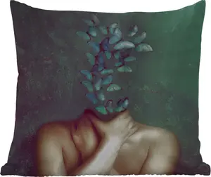 Подушка для улицы - Торс - Натюрморт - Бабочки - Синяя - 45x45 см - Водонепроницаемая - Подушка для отдыха - Подушка с фотографией - Декоративная подушка MuchoWow