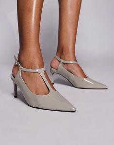 Туфли Public Desire Grace на каблуке-рюмочке, серые лакированные