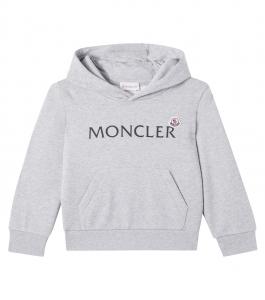 Хлопковый худи с логотипом Moncler Enfant, серый