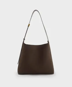 Замшевая сумка-хобо Edna Charles & Keith, цвет Espresso Brown