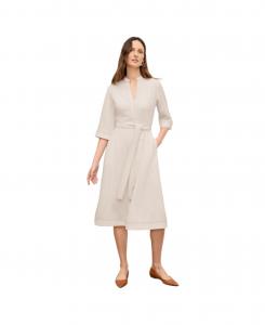 Женское платье Lauleh - повседневное платье из крепа с декоративной строчкой MMLaFleur, Eggshell