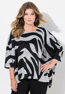 Джемпер MIAMODA ZEBRAMUSTER 3/4 ÄRMEL, Black