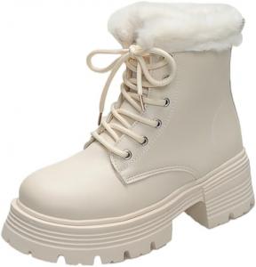 Женские модные массивные ботильоны на осень и зиму, обеспечивающие тепло и комфорт, с противоскользящей резиновой подошвой. Fusecottc, Black