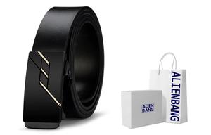 Кожаный ремень мужской ALIEN BANG, черный звездный бокс